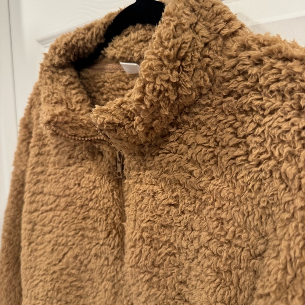 NWT Gap Cozy Teddy Tan Sherpa Half-Zip Jacket - Picture 5 of 6